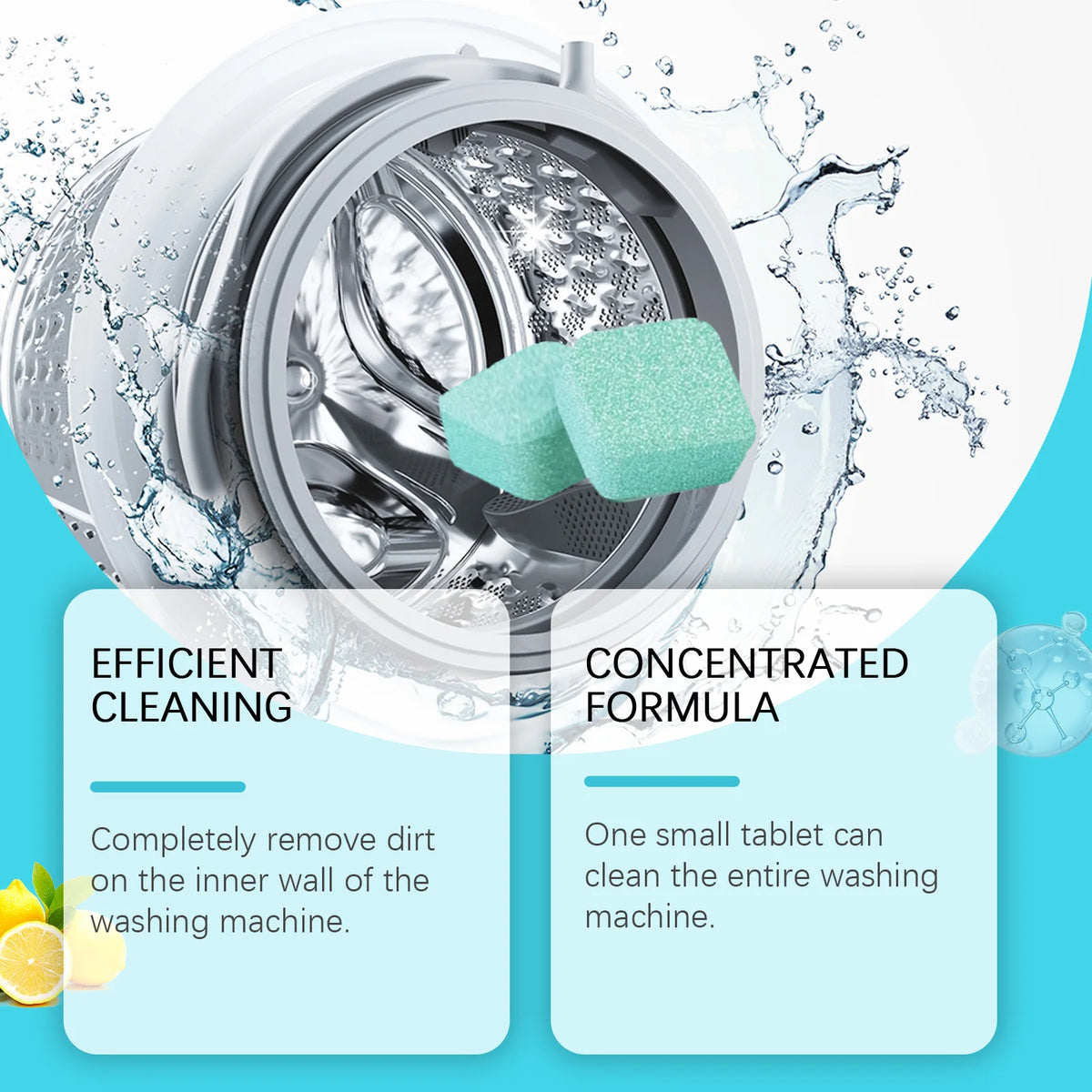 12PCS Washing Machine Cleaning Tablets Remove Pet Hair and Bad Odors Deep Clean Inner  Multipurpose Household Laundry Care Tools