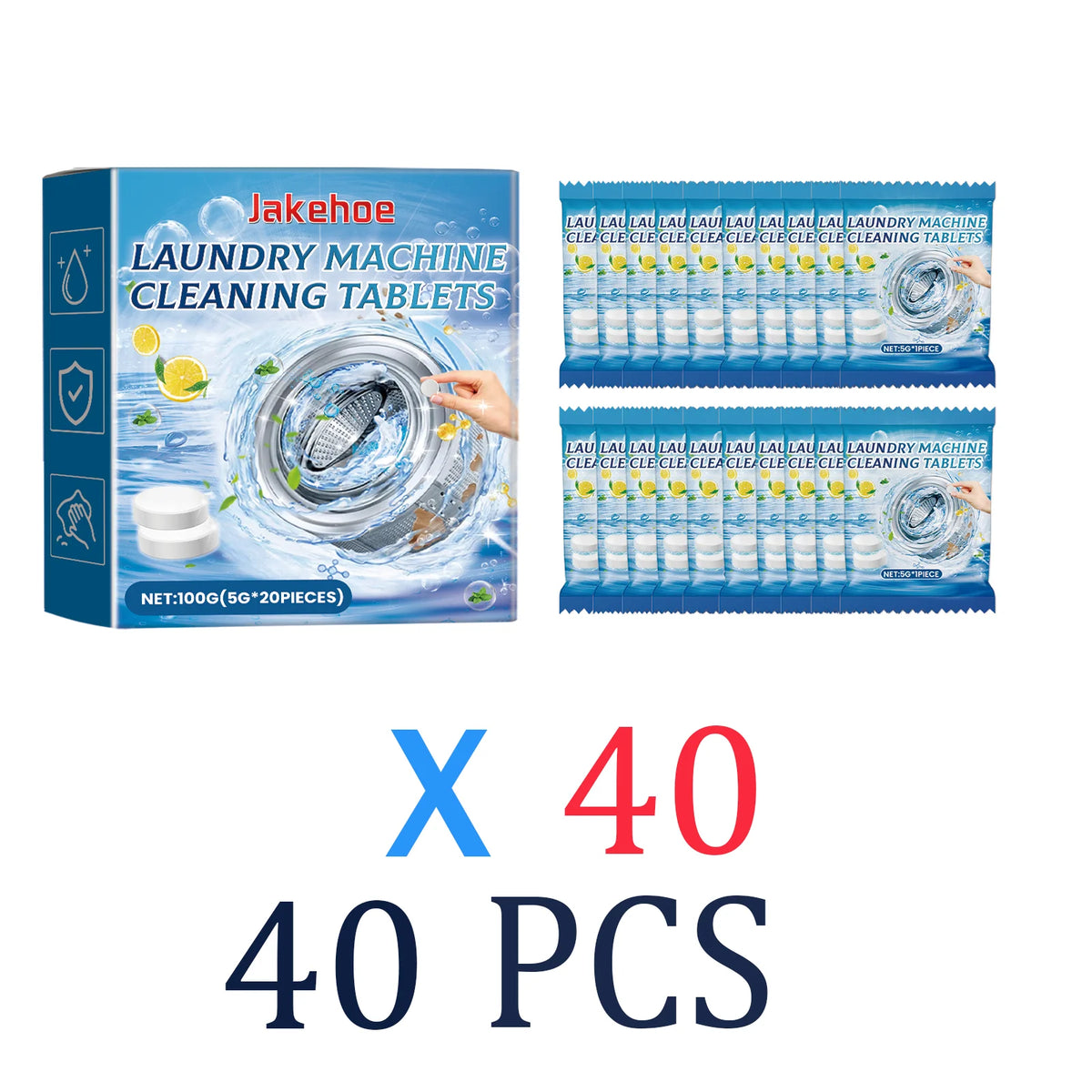 20/40/60/80 Pcs Washing Machine Cleaner Tablets Deep Cleaning Tub Drum Washer Cleaner Odor Eliminator Effervescent Descaler 100g