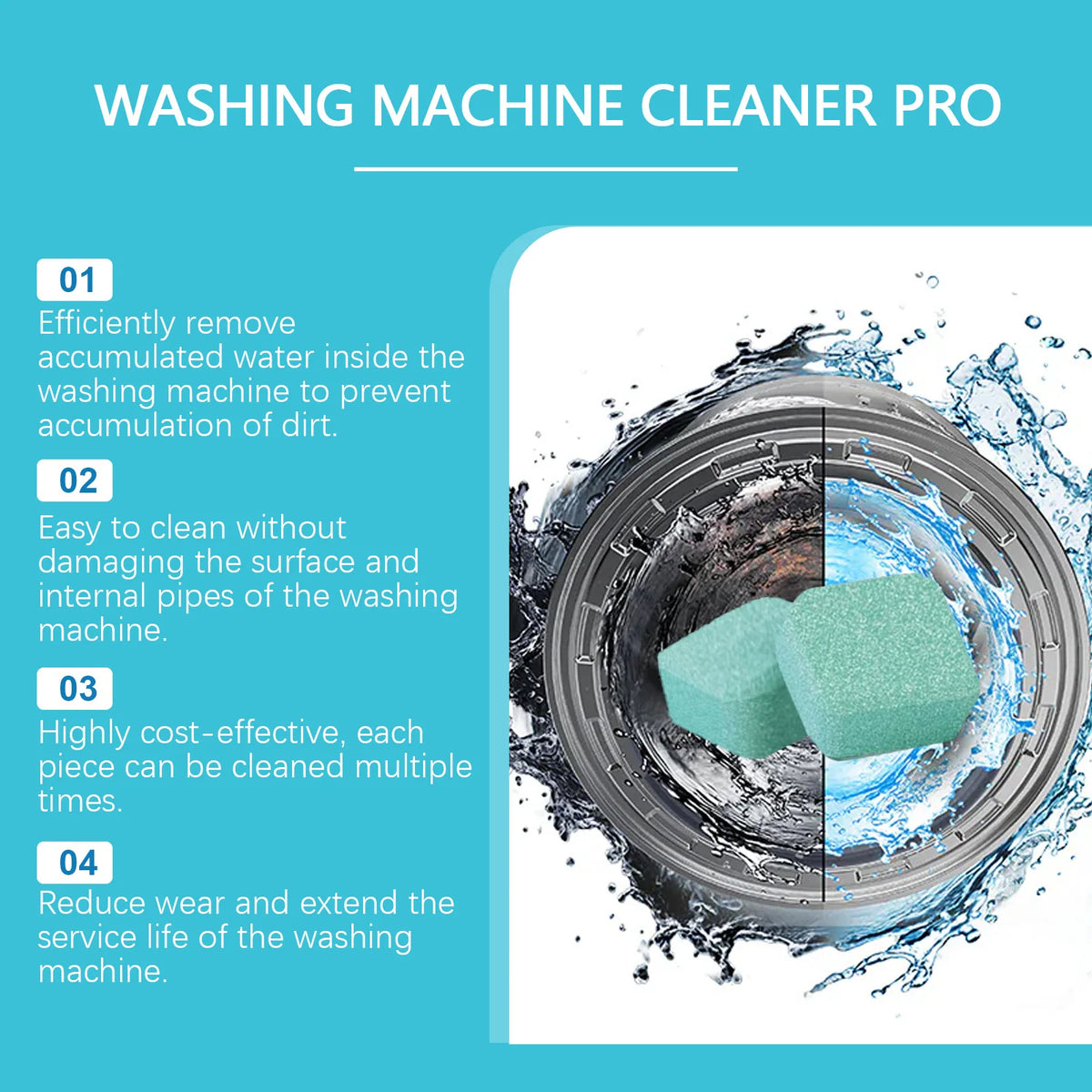 12PCS Washing Machine Cleaning Tablets Remove Pet Hair and Bad Odors Deep Clean Inner  Multipurpose Household Laundry Care Tools